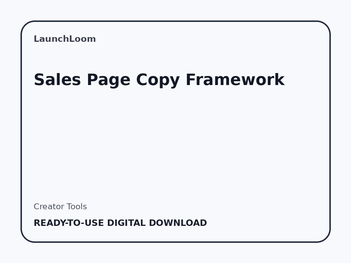 Sales Page Copy Framework