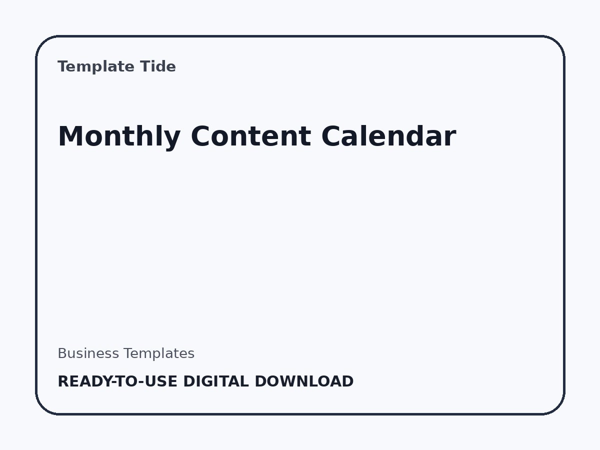 Monthly Content Calendar