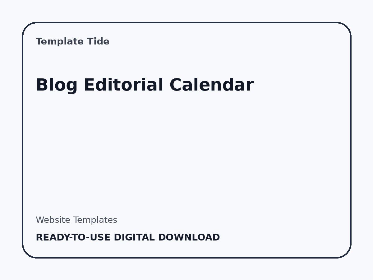 Blog Editorial Calendar